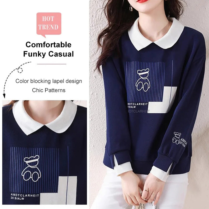 Women’s Sweatshirt with Cute Bear Print（50% OFF）