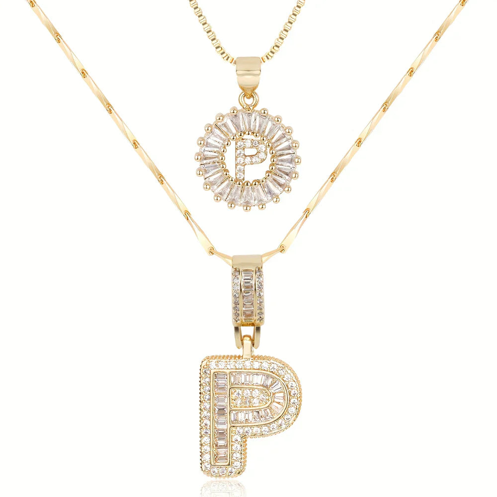 💖2 Pack - Initial Letter Pendant Necklaces