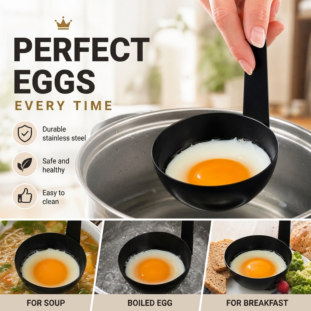 🥚 BUY 1 GET 1 FREE!  🍳 Hanging Ear Poached Egg Molds – Perfect Spa Eggs Every Time 🍳