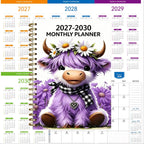 🐮 2026–2030 Monthly Planner ✨ Cute Highland Cow 5-Year Calendar | Large Monthly Blocks for Long-Term Planning