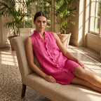 Women's Ruffle Trim Button-Front Mini Dress