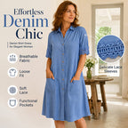 🔥Women's Casual Loose Fit Denim Dress with Pockets