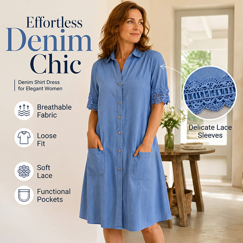 🔥Women's Casual Loose Fit Denim Dress with Pockets