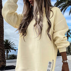 🔥2025 HOT SALE🔥 Long Sleeve Pullover Zipper Slit Casual Sweatshirt Dress
