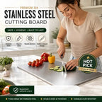 👩‍🍳🔪Must‑Have Cooking Tool！🥩🥦Safer, Cleaner & More Convenient!💥304 Stainless Steel Cutting Board