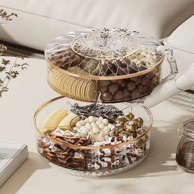 Luxury High Transparency Diamond Texture Compartment Snacks & Fruit Tray