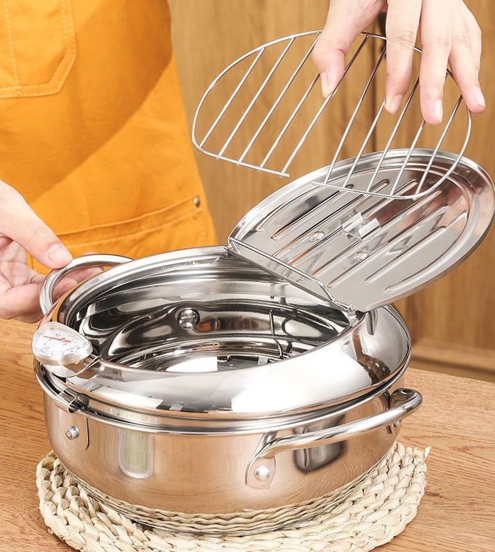Temperature Controlled 304 Stainless Steel Deep Fryer - Induction/Gas Stove Universal