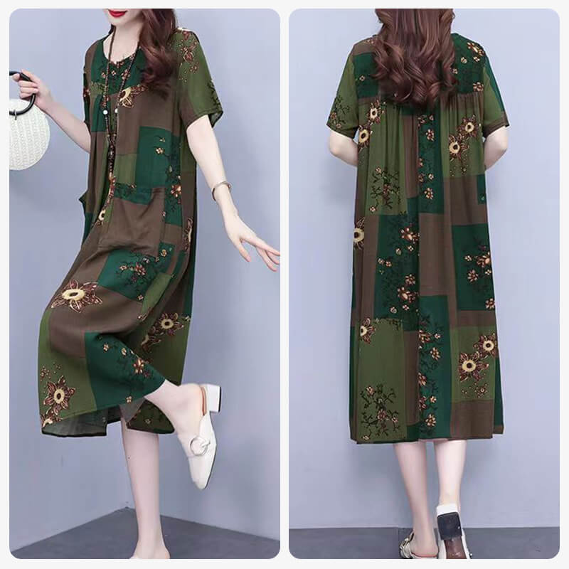 Cotton And Linen Double Pocket Summer Dress