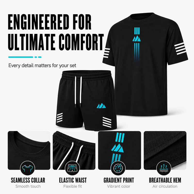 👕Men's Summer T-Shirt & Shorts Set – Gradient design, breathable & lightweight – Perfect for hot days & casual outings 🩳