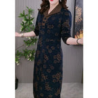 Lapel V-neck Slim Fashion Long Sleeve A-line Dress