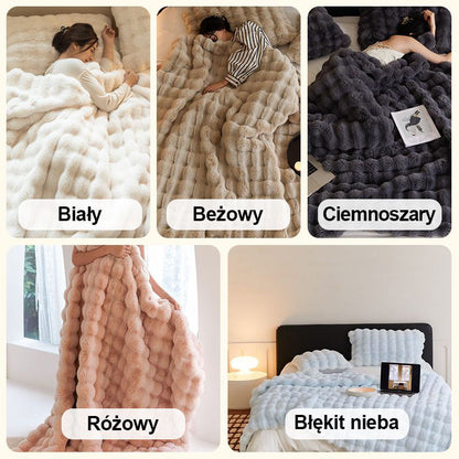 🎁Winter Toscana Reversible Blanket: Faux Rabbit Fur for Ultimate Warmth! ❄️✨