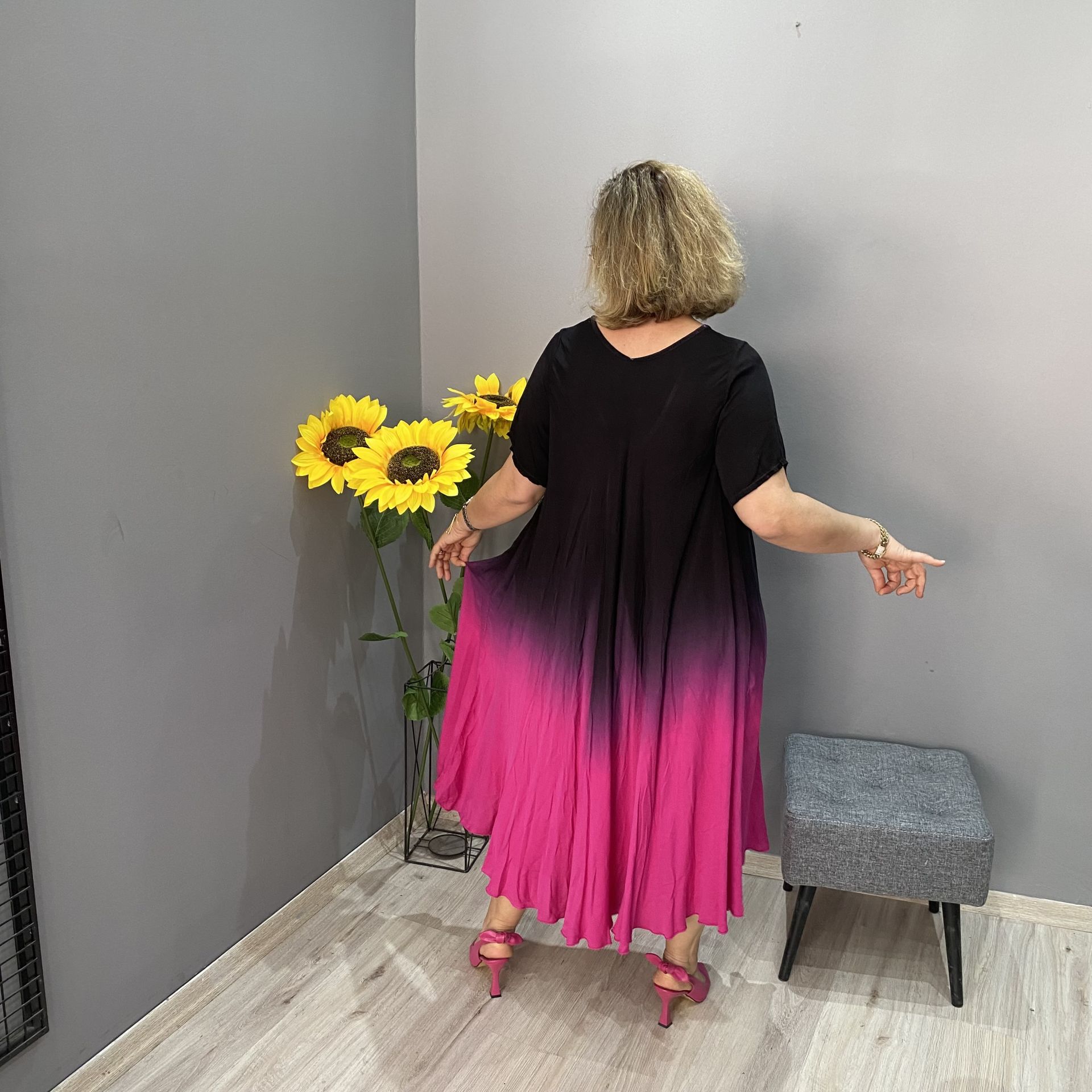Italy Casual Gradient Tie-dye Long Dress