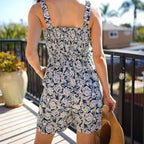 Women's Square Neck Sleeveless Loose Casual Short Jumpsuit