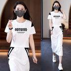 Sporty Short Sleeves T-Shirt & Midi Skirt Set