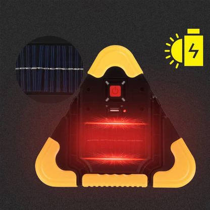2-IN-1 Solar Emergency Triangle Warning Light at the Roadside
