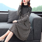 Printed Plaid Knit Dress