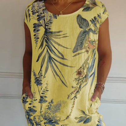 🌸Women's Botanical Print Round Neck Dress