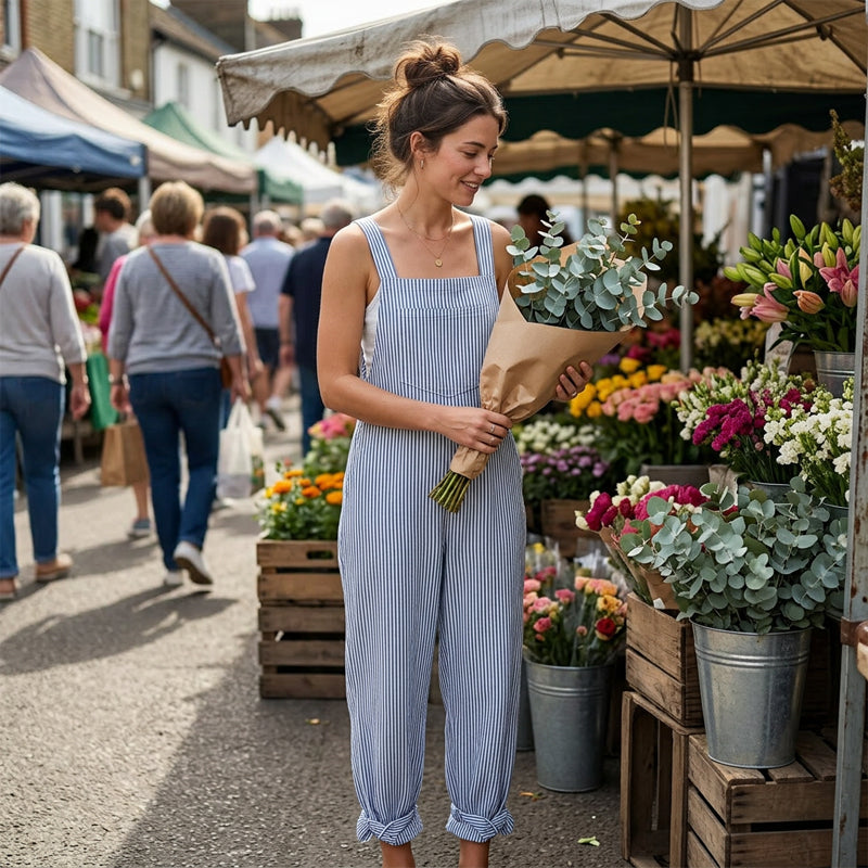 Women's Casual Striped Spaghetti Strap Jumpsuit