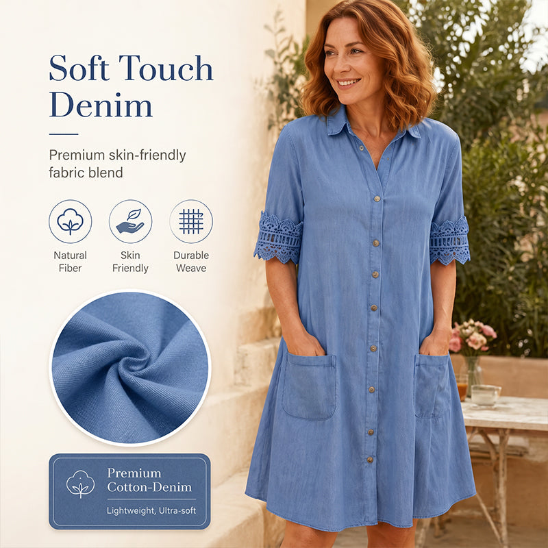 🔥Women's Casual Loose Fit Denim Dress with Pockets