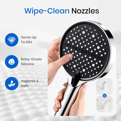 🚿High-Pressure Rainfall Shower Head - 360° Adjustable Angle, Easy-Clean Nozzles & Universal Fit for Refreshing Showers