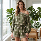 🔥 Bohemian Off-Shoulder Printed Jumpsuit Set