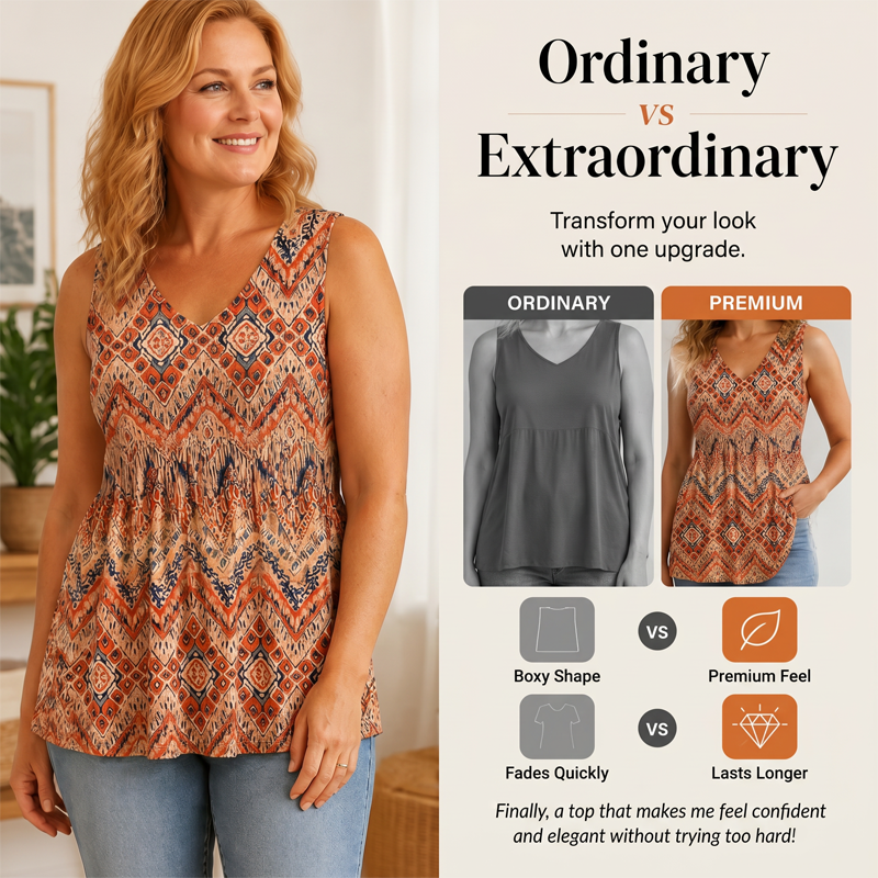 💜Women's Print Flowy Sleeveless V Neck Peplum Tank Tops