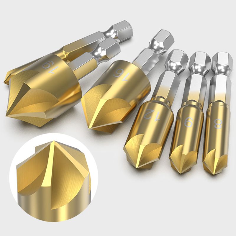 Titanium-coated Five-blade Countersink Drill Bits