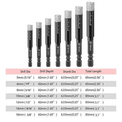 Hex Shank Drill Bits for Marble/ Tile/ Stone