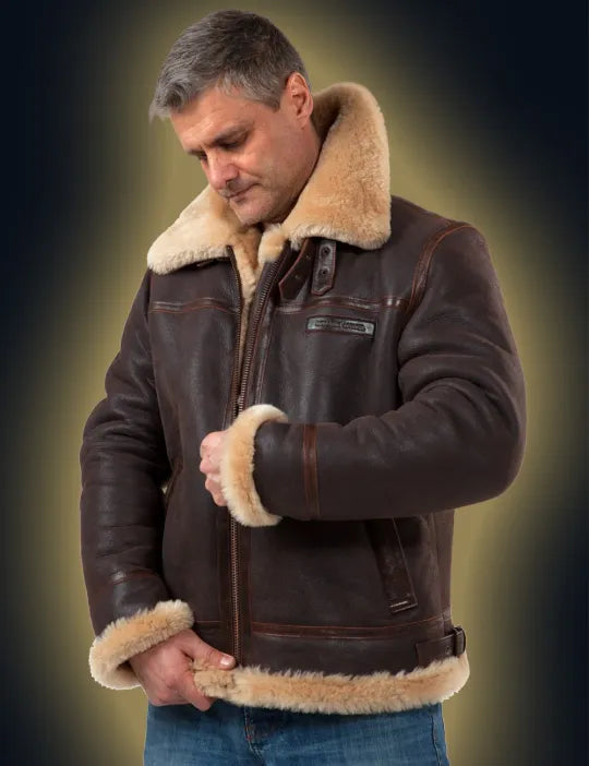 📢📢60 % OFF !!🎅SHEEPSKIN BOMBER JACKET