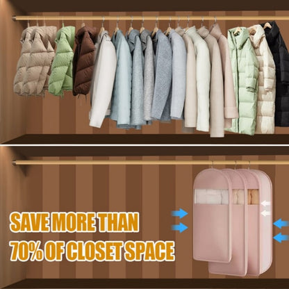 Space Saving Hanging Garment Bag with Self Compression Zipper
