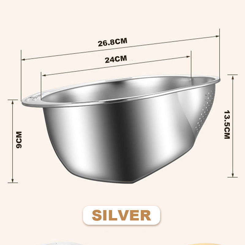 Multi-functional Cutting and Draining SUS 304 Bowl