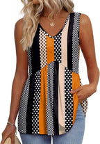 💜Women's Print Flowy Sleeveless V Neck Peplum Tank Tops