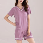 🔥30% OFF🔥Loose V-Neck Pajamas Set with Chest Pads