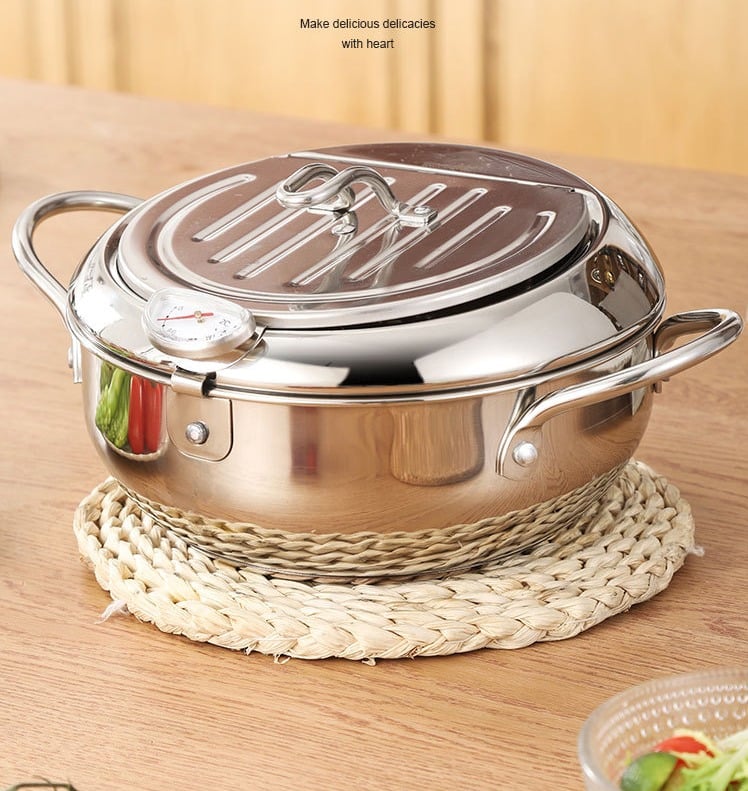 Temperature Controlled 304 Stainless Steel Deep Fryer - Induction/Gas Stove Universal