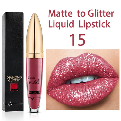 Flash Sale：Buy 1 Get 1 Free!⚡Diamond Lip Gloss Matte To Glitter Liquid Lipstick Waterproof