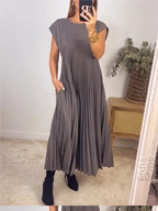 🎉Hot Sale 50% OFF🎉Sleeveless Pleated Simple Solid Color Dress