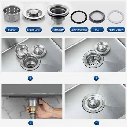 Kitchen Double Sink Stainless Steel Sewer Drain Pipe Fittings