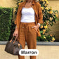 Women's Cotton Linen Long Sleeve Blouse and Pants Set