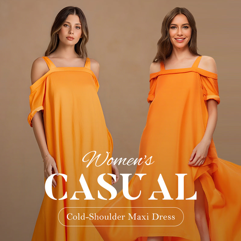 🏖️Summer Specials💃Women's Cold Shoulder Casual Maxi Dress