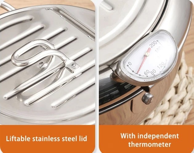 Temperature Controlled 304 Stainless Steel Deep Fryer - Induction/Gas Stove Universal