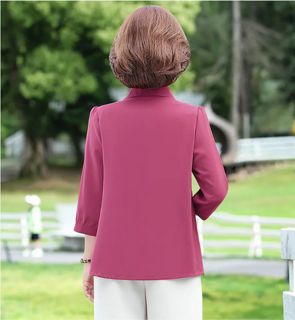 2024 New Temperament Solid Color Lapel Chiffon Shirt