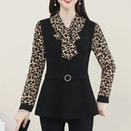 Women’s Fashionable Age-reducing Long-sleeve Blouse Fake 2-piece