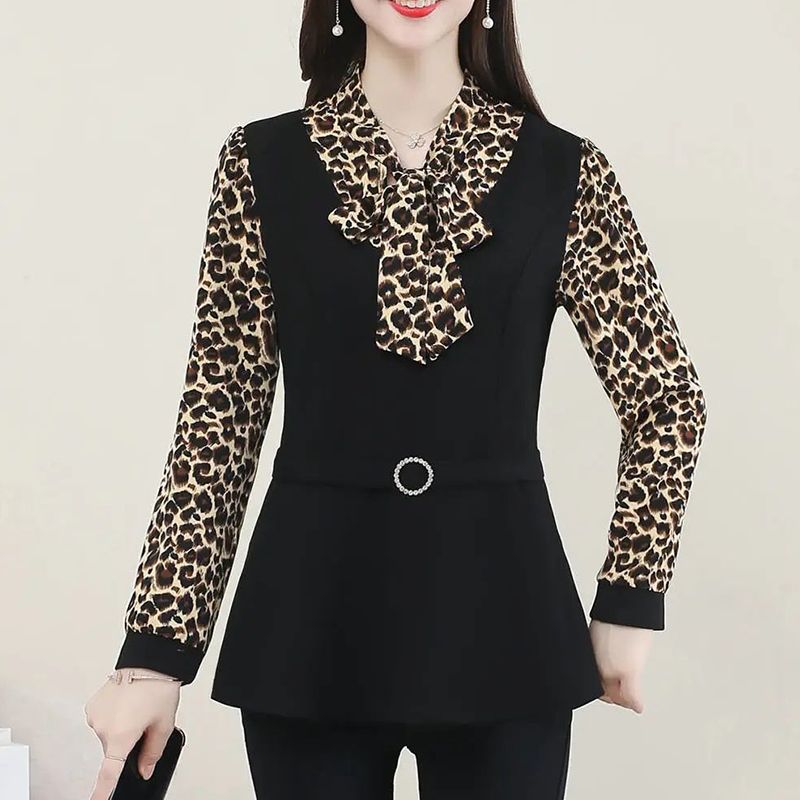 Women’s Fashionable Age-reducing Long-sleeve Blouse Fake 2-piece