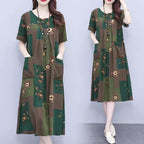 Cotton And Linen Double Pocket Summer Dress