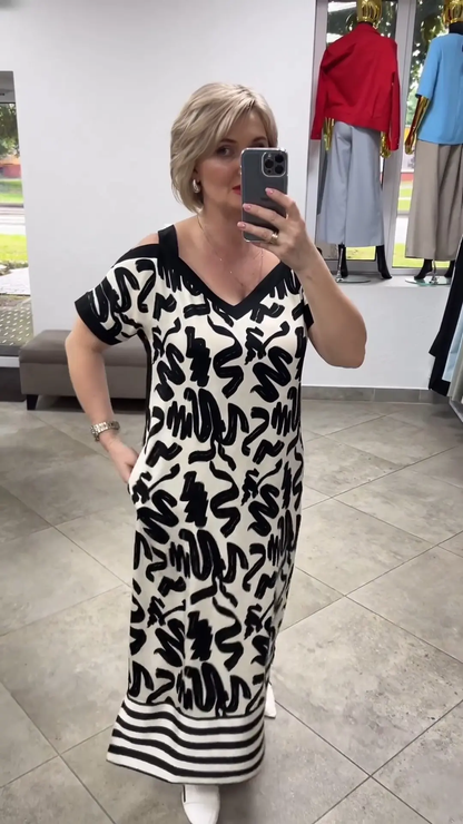 New Summer Dresses - Off-Shoulder V-Neck Fashionable Breathable Dress