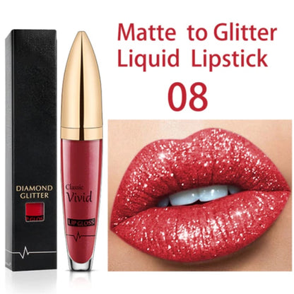 Flash Sale：Buy 1 Get 1 Free!⚡Diamond Lip Gloss Matte To Glitter Liquid Lipstick Waterproof