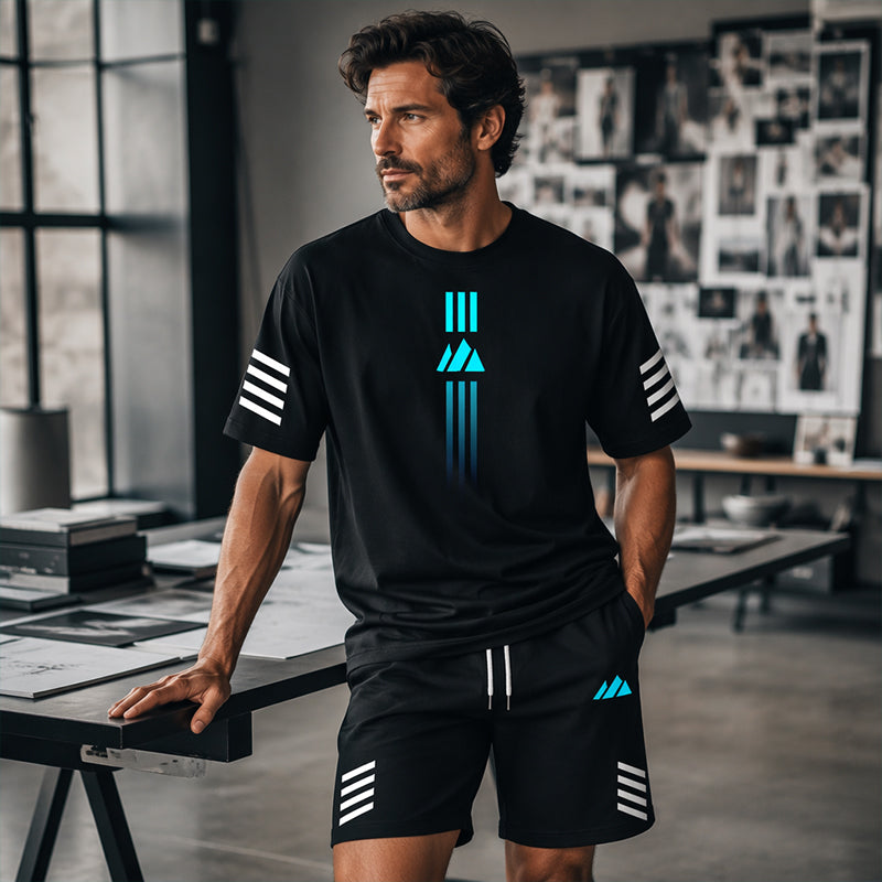 👕Men's Summer T-Shirt & Shorts Set – Gradient design, breathable & lightweight – Perfect for hot days & casual outings 🩳