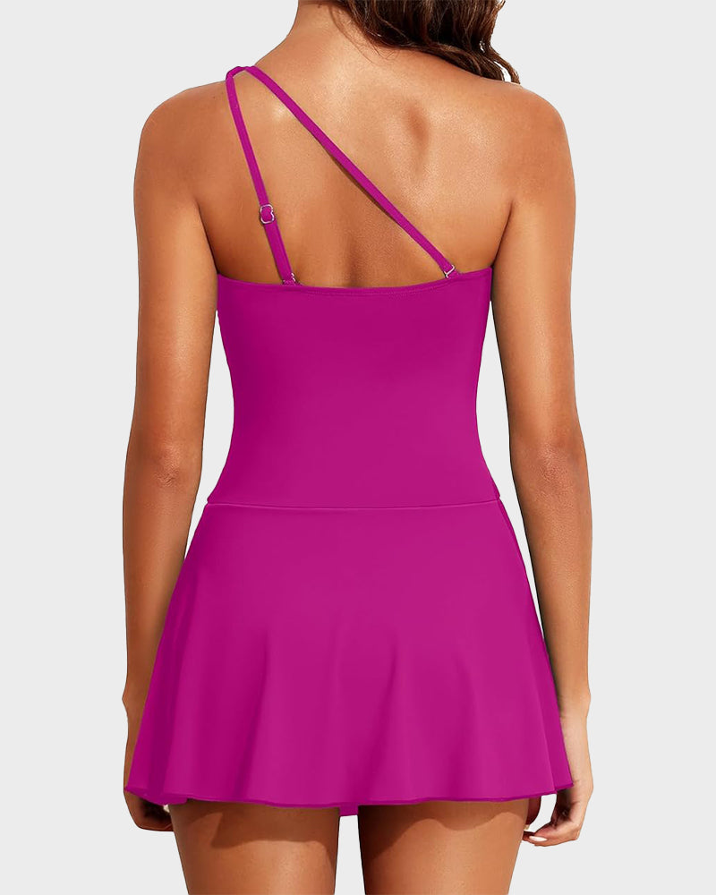 ⛱️One Shoulder Skirted One Piece Swimsuit