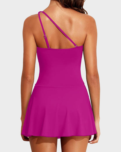 ⛱️One Shoulder Skirted One Piece Swimsuit