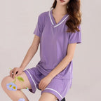 🔥30% OFF🔥Loose V-Neck Pajamas Set with Chest Pads